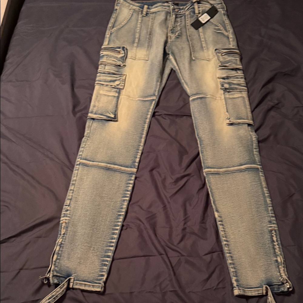 NovaMen's Blue Cargo Jeans